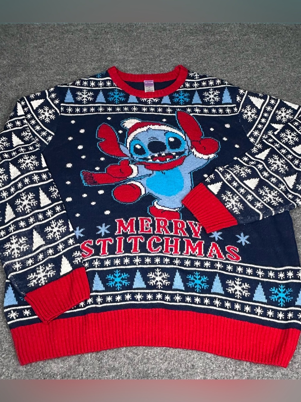 Disney Stitch Merry Stitchmas Ugly Christmas Sweater Unisex 2XL Snowflake Party